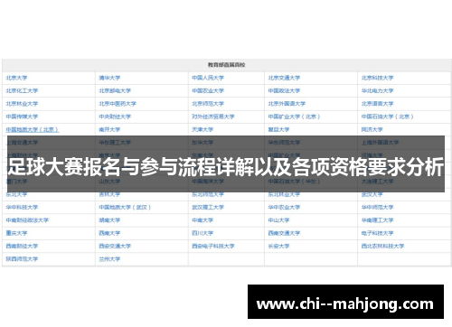 足球大赛报名与参与流程详解以及各项资格要求分析